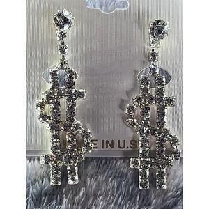 Crystal Dollar Sign Earrings Fashion Jewelry (New)
